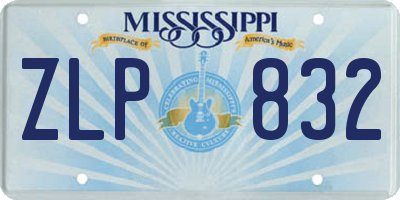 MS license plate ZLP832