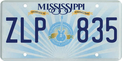 MS license plate ZLP835