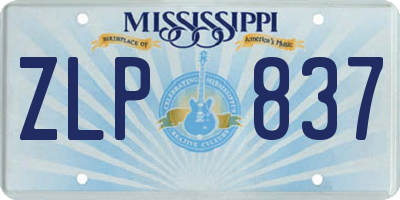 MS license plate ZLP837