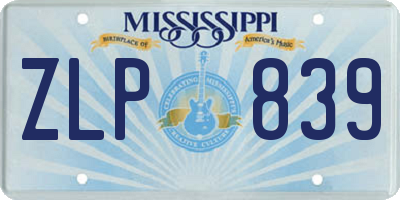 MS license plate ZLP839