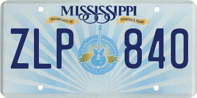 MS license plate ZLP840