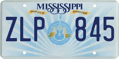 MS license plate ZLP845