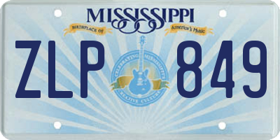 MS license plate ZLP849