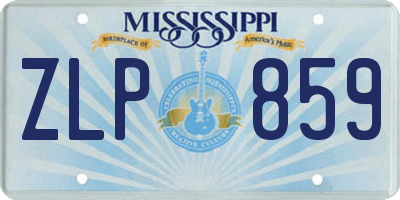 MS license plate ZLP859