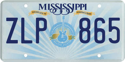 MS license plate ZLP865