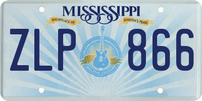 MS license plate ZLP866