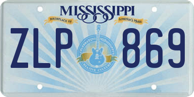 MS license plate ZLP869
