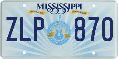 MS license plate ZLP870