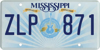 MS license plate ZLP871