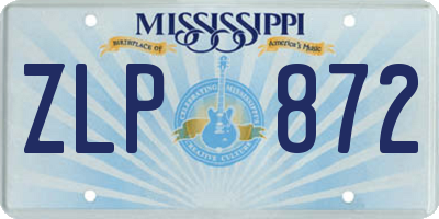 MS license plate ZLP872