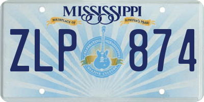MS license plate ZLP874