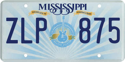 MS license plate ZLP875