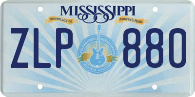 MS license plate ZLP880