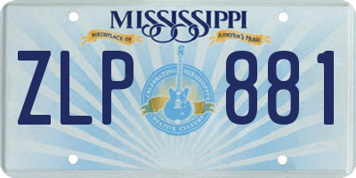 MS license plate ZLP881