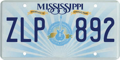 MS license plate ZLP892