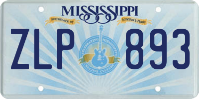 MS license plate ZLP893