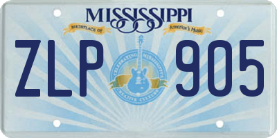 MS license plate ZLP905