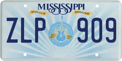 MS license plate ZLP909