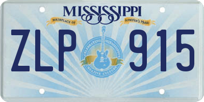 MS license plate ZLP915