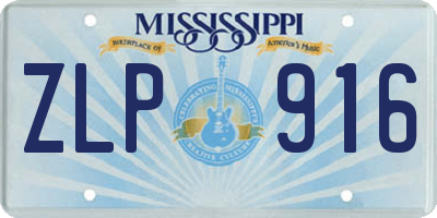 MS license plate ZLP916