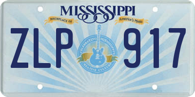 MS license plate ZLP917