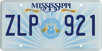 MS license plate ZLP921