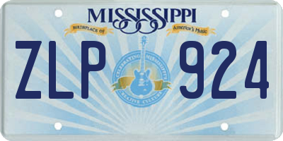 MS license plate ZLP924
