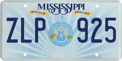 MS license plate ZLP925