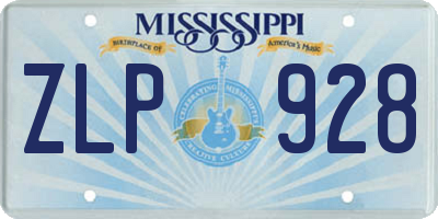 MS license plate ZLP928