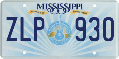 MS license plate ZLP930