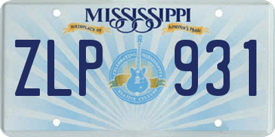 MS license plate ZLP931