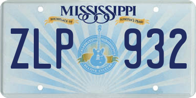 MS license plate ZLP932