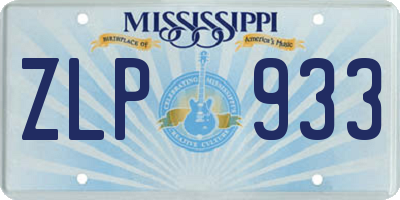 MS license plate ZLP933