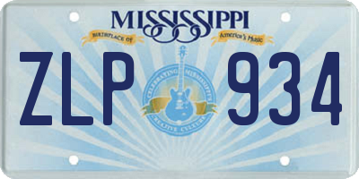 MS license plate ZLP934