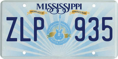 MS license plate ZLP935