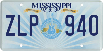 MS license plate ZLP940
