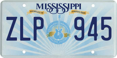 MS license plate ZLP945