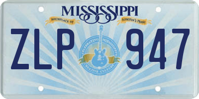 MS license plate ZLP947