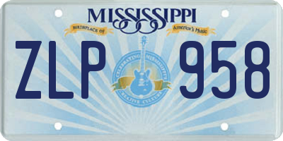 MS license plate ZLP958