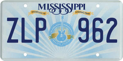 MS license plate ZLP962