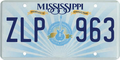 MS license plate ZLP963