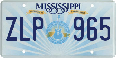 MS license plate ZLP965