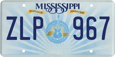 MS license plate ZLP967