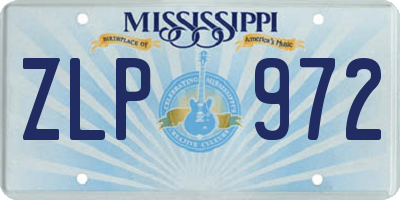 MS license plate ZLP972