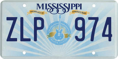 MS license plate ZLP974