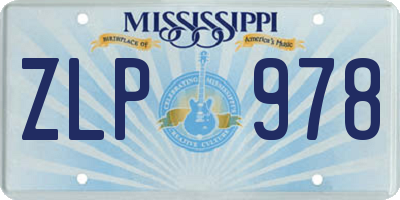 MS license plate ZLP978