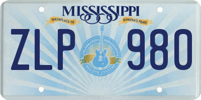 MS license plate ZLP980
