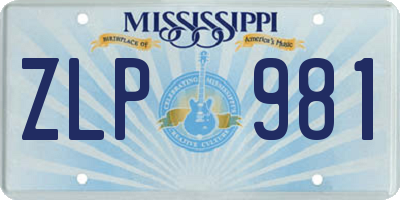 MS license plate ZLP981