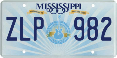 MS license plate ZLP982