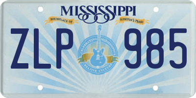 MS license plate ZLP985